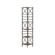 IHOMDEC Industrial 6-Tier Square Corner Bookshelf, 186.5cmH Rustic Dark Brown
