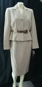 Isabella DeMarco blazer Jacket Skirt Suit Set belted year round plaid 8 NWT $195