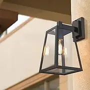 7 PANDAS Indoor/Outdoor Wall Light, Industrial Wall Sconces Satinless Steel Lantern Garden Porch Yard - Black（Bulb not Included