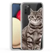 (Starring Cat)ShockProof TPU phone case cover(Clear)for Samsung Galaxy A02S