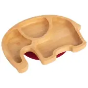 Children's Bamboo Elephant Plate with Suction Cup Eco-friendly 24cm Red