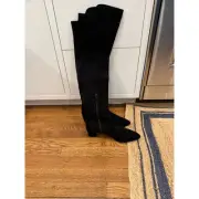 NWB Stuart Weitzman Black Suede Over the Knee "ALLWAYHUNK" Boot size 11.5
