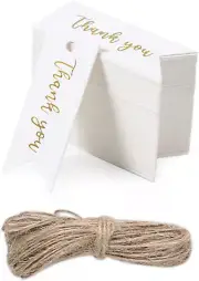 100Pcs Mini Thank You Gift Tags with String, Exquisite Paper Gift Tags with Hole