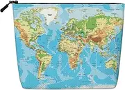 World Map Print Makeup Bag Travel Toiletry Bag,Travel Makeup Bag,Portable Women Makeup Organizer Case, Black, One Size