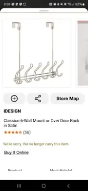 IDesign Classico Over-the-Door 6-Hook Storage Rack, Nickel