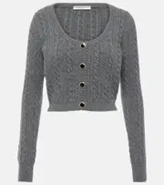 [Alessandra Rich] Alessandra Rich Cable-knit wool cardigan AU 8 grey