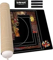 LAVIEVERT Neoprene Double-Sided Black & Khaki Jigsaw Puzzle Roll Mat Puzzle Storage Saver with Auxiliary Lines & Nonwoven Storage Bag, for up to 1500 pcs
