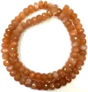 AAA QUALITY~Natural Peach Moonstone Faceted Rondelle Beads 8.MM Luster Beads.
