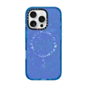 iPhone 16 Pro Impact Case MagSafe Compatible Paper Cutting Floral Collage Blue by Sandra Hutter