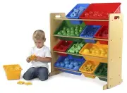 Toy Bins Organizer Shelf Kids Storage Toddler Box Kid Room Wooden Shelves Rack