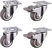 4pcs Furniture Casters Wheels Soft Rubber Swivel Caster Silver Roller Wheel for Platform Trolley Chair Household casters