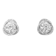 Sterling Silver Cubic Zirconia Swirl Halo Stud Earrings