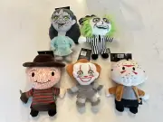 Halloween Plush Lot Of 5 Pennywise Jason Beetlejuice Exorcist Freddy Squeak New!