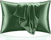 2 Pack Satin Standard Pillowcase 48X74cm, Soft Breathable Smooth Cooling Pillow Covers with Envelope Closure Matcha Green
