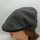 Kangol 504 Wool Earflap Gray Dark Flannel Newsboy Hat Cabbie Cap Size L NWT