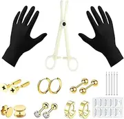 [CABBE KALLO] 30pcs Septal Puncture kit,Nose Piercing Kit for All Body Piercings Stainless Steel Piercing Jewelry with 16G Piercing Needles for Ear Cartilage Tragus Nose Septum Lip Eyebrow