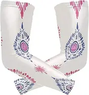 [voucong] Colorful White Boho Arm Sleeves UV Protection (1 Pair), UV Sun Protection Arm Cover Shield for Women Driver Basketball Golf, M, Colorful White Boho