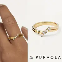 在飛比找momo購物網優惠-【PD PAOLA】西班牙時尚潮牌 圓形明亮切割4鑽戒指 雙