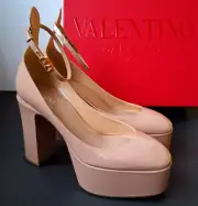 NEW Valentino Garavani Rose Cannelle Tan-Go Pumps Size 40