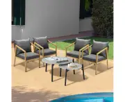 Livsip 6PCS Outdoor Patio Setting Furniture Lounge Grey 70cm Coffee Table Set