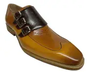 Steven Land Mens Triple Monk Strap Scotch/Tan/Ch Brown Style Shoes - SL0042