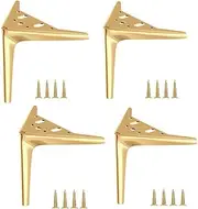 Hysgscwd 4Pcs 12 cm Gold Metal Furniture Legs, Replacement Couch Legs, Heavy Duty DIY Sofa Feet, Modern Short Cabinet Legs for Coffee Table Dresser Chair Cabinet Bookshelf Desk Bench Nightstand Bed