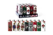 50x BIC Maxi Poker Club Skull Lighters Various Colour Box J26