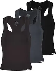 [AUROLA] Essentials Seamless Sleeveless Raceback Top,Women Subtle Marl Workout Square Neck Fitted Tank