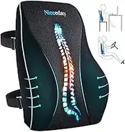 Niceeday Lumbar Cushion for Office Chair Car Lumbar Cushion Memory Foam Back Cushion with Breathable Orthopaedic 3D Mesh Lumbar Support