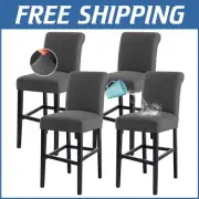 Set of 4 100% Waterproof Jacquard Barstool Covers - Elegant Stretch Slipcovers