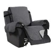 Recliner Chair Cover Water-resistant Reversible Quilted Recliner Chair Cover Sofa Slipcover with Non Slip Strap Couch Protector - Grey