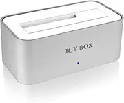 Icy Box IB-111StU3-Wh 1-Way Docking Station for 2.5" (6.35 cm) or 3.5" (8.9 cm) SATA HDD/SSD with USB 3.0 Connection (Silver/White)