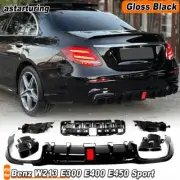 Rear Diffuser Lip W/Exhaust Tips Fit For Benz W213 E300 E400 E450 Sport 2016-20