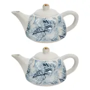 2x Island Blue 19.5cm Teapot Porcelain Decorative Brewing Container Pot w/Handle