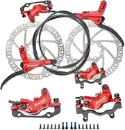 JFOYH 4-Piston Pre-Bled Hydraulic Disc Brake Set for Mountain Bike, Bike Disc Brake Kit with 160mm Rotors, Front and Rear Levers(PM Adapter Included)