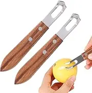Lyreh 2pcs Lemon Zester Channel Knife, 5.5x0.8in Stainless Steel Wood Citrus Peeler Tool Effortless Channel Knife Practical Peeler Tool for Pomelo Lime Grapefruit Orange Lemon