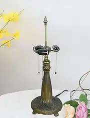 Table Lamp Base Replacement with Pull Chain Switch, 27 Inch Height Vintage Alloy Desk Lights Base Only for 18-20 Inch Tiffany Style Stained Glass Lamp Shade Bedside Lamp KeYJ