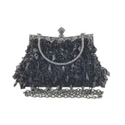 Nevenka Womens Evening Clutch Bag Formal Dressing Sequined for Wedding Prom-Black