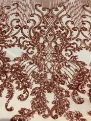 Queen Egg/Tulip, rose gold , Big Print, Sequin, 4-way Stretch, Fabric 55" yard