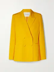[LAFAYETTE 148] LAFAYETTE 148 - Double-breasted Wool And Silk-blend Blazer - Saffron - US10 US 10 Yellow