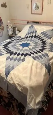 BB long star quilt top 82Lx86W hand pieced and sewn edges are machine sewn