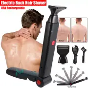 Body Hair Removal for Men USB Electric Back Shaver Razor Long Handle Trimmer US