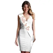 White 'Bride To Be' Hen Party Sash - Rose Gold Print