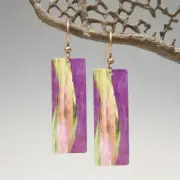 DC Designs Purple Multi Abstract Art Double Sided Long Rectangle Earrings 4NCE
