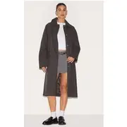 Charcoal Classic Button Through Mac, Charcoal