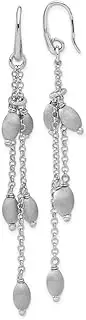 [JewelryWeb] 925 Sterling Silver Shepherd hook and Textured Beads Triple Strand Long Drop Dangle Earrings 86x15mm Wide-Dangle Earring for Women