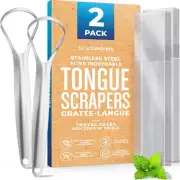 Tongue Scraper (2-pack), Cure Bad Breath (Medical Grade), Stainless Steel Ton...