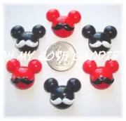 6PC MAGICAL MUSTACHE MICKEY MINNIE FLATBACK RESIN FOR DESIGNER HAIRBOW BOW