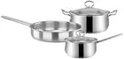 "TKUS 3-Piece Stainless Steel Cookware Set, Frying Pan, Soup Pot, Milk Pot, Indu