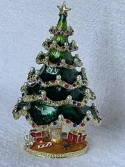 Jeweled Christmas Tree Trinket Box with Ornaments Made with Swarovski Crystals